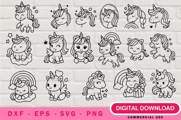 Download Girls Unicorn Outline SVG Bundle - Svg bundle Collection