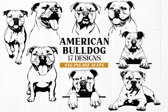 Download American Bulldog SVG Bundle – 17 Dog DXF - Svg bundle Collection