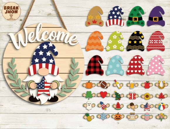 Download Interchangeable Welcome Gnome SVG Bundle - Svg bundle Collection