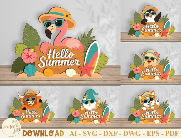 Download Hello Summer Laser Cut File SVG Bundle - Svg bundle Collection