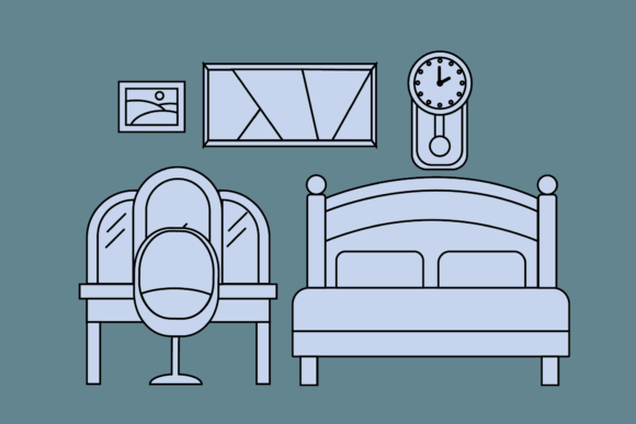 Download Bedroom Decor Icon Illustration Line Art - Bedroom decor Collection