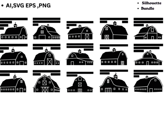 Download Barn SVG Bundle Clipart Farm Silhouettes - Svg bundle Collection