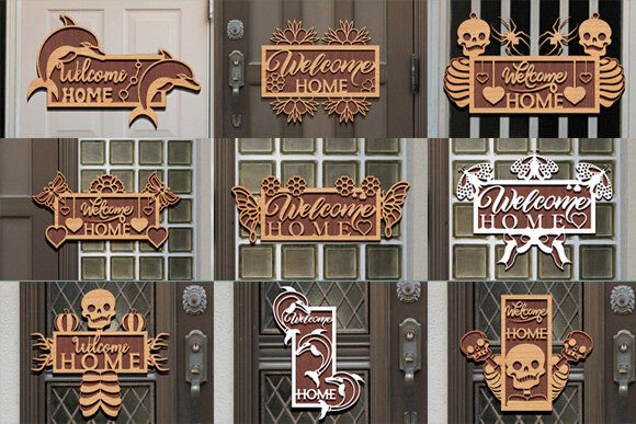 Download Laser Cut Welcome Door Hanger SVG Bundle - Svg bundle Collection