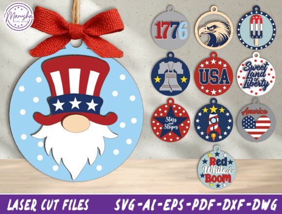 Download Patriotic Gnome Ornament SVG Bundle - Svg bundle Collection