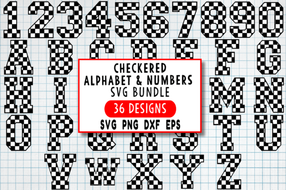 Download Checkered Alphabet &amp; Numbers SVG Bundle - Svg bundle Collection